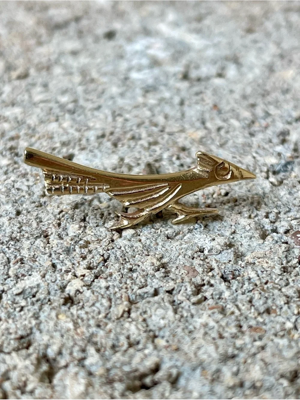 Retired James Avery 14K Gold Roadrunner Tie Tack Lapel Pin Vintage Rare